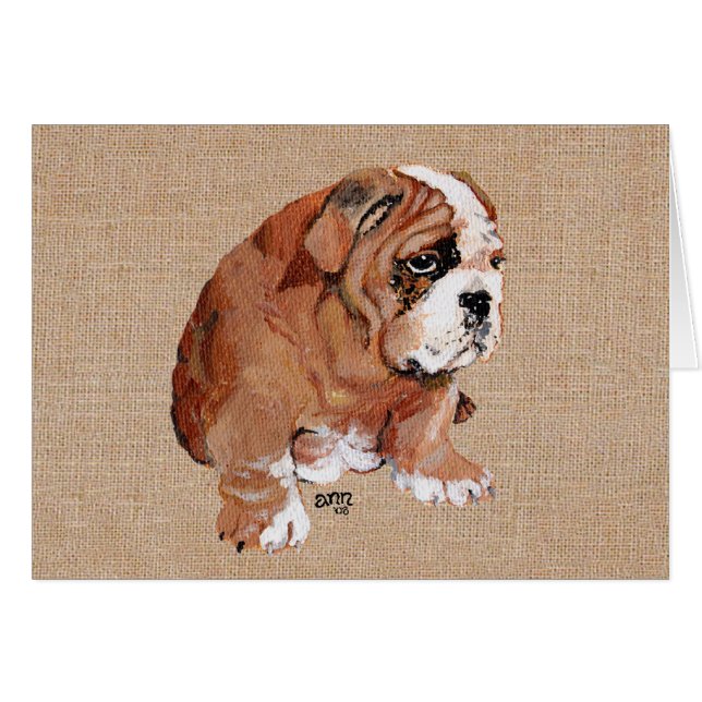 Engelsk Bulldog Puppy Hälsningskort (Framsidan Horizontal)