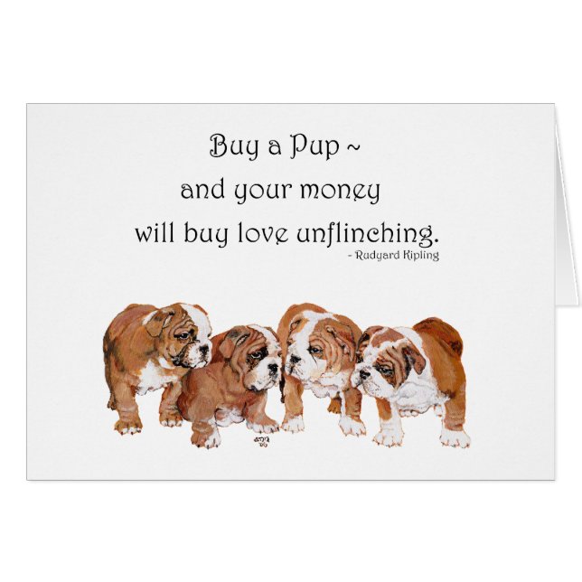 Engelsk Bulldog Puppy Hälsningskort (Framsidan Horizontal)