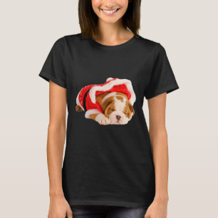 Engelsk bulldog Puppy Santa Costume Roligt jul T Shirt