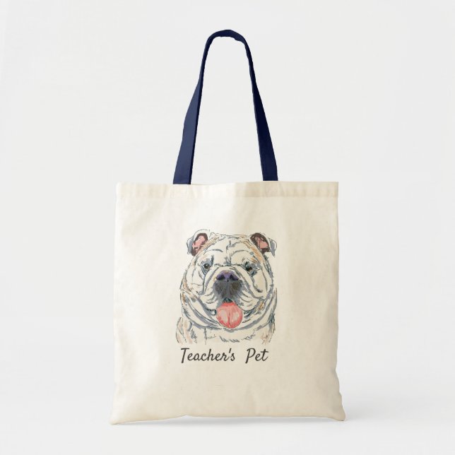 Engelsk bulldog Realistic Funny Illustration Tygkasse (Framsidan)