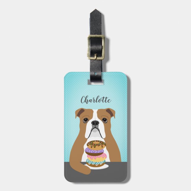 Engelsk Bulldog Resväskemärken Bagagebricka (Vertikal Framsida)