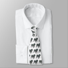 Engelsk bulldog Silhouette Gult & Blue White Tie Slips