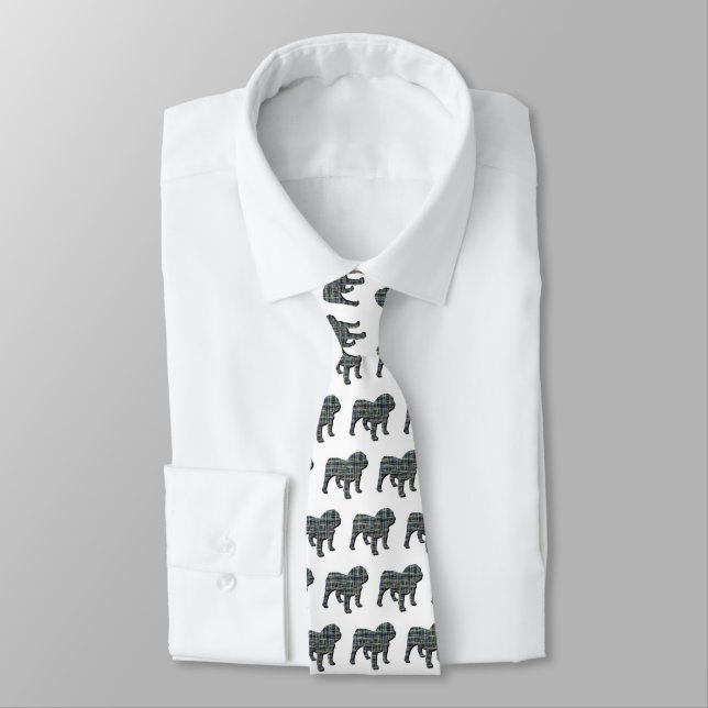 Engelsk bulldog Silhouette Gult & Blue White Tie Slips (Bunden)