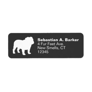 Engelsk Bulldog Silhouette Returadress Coola Hund Etikett