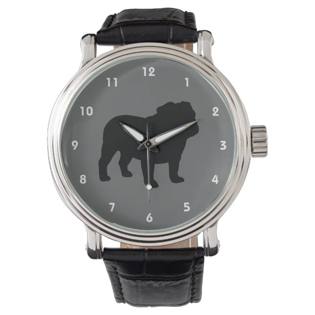 Engelsk Bulldog Siluett Armbandsur (Framsida)