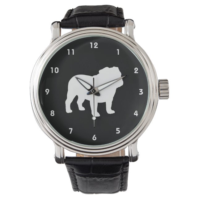 Engelsk Bulldog Siluett Armbandsur (Framsida)