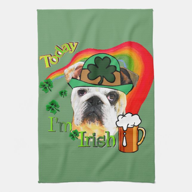 Engelsk bulldog-St patricks day Kökshandduk (Vertikal)