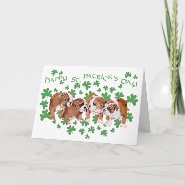 Engelsk Bulldog St Patrick's Day-kort Kort (Framsida)