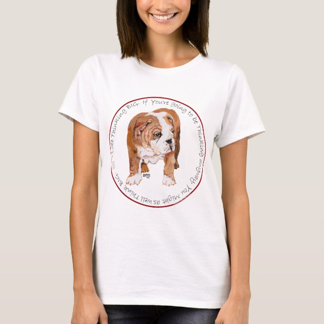 Engelsk Bulldog Tänker Stort T-shirt (Framsida)