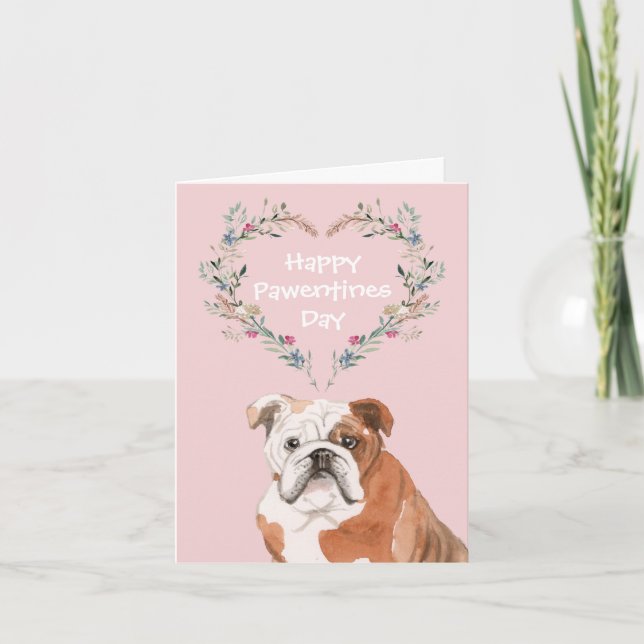 Engelsk Bulldog Valentine Helgkort (Framsida)