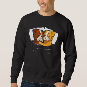 Engelsk bulldog Valentines day Par Engelska Bul Lång Ärmad Tröja