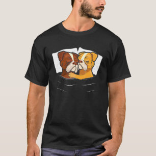 Engelsk bulldog Valentines day Par Engelska Bul T Shirt