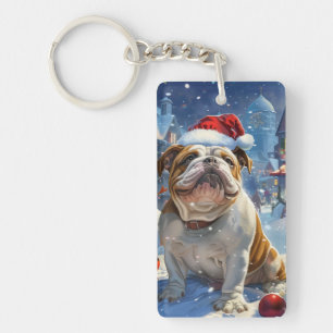 Engelsk Bulldog Vinter Världens Julglädje