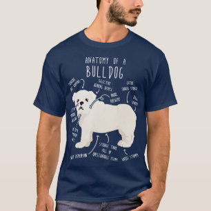 Engelsk bulldog White Hund Anatomy T Shirt