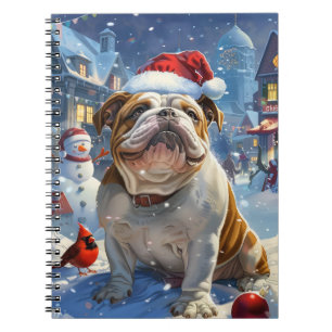 Engelsk bulldog Winter Wonderland jul Joy Anteckningsbok