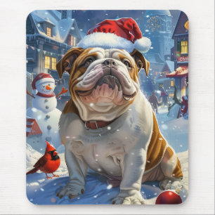 Engelsk bulldog Winter Wonderland jul Joy Musmatta