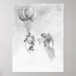 Engelsk bulldog with Angel Poster