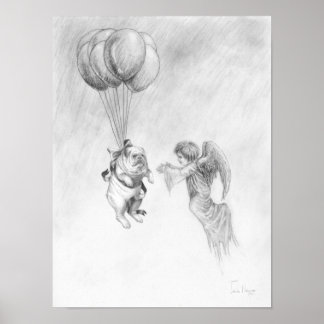 Engelsk bulldog with Angel Poster