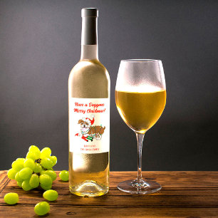 Engelsk bulldog with Julafton Ljus Vinflaska Etikett