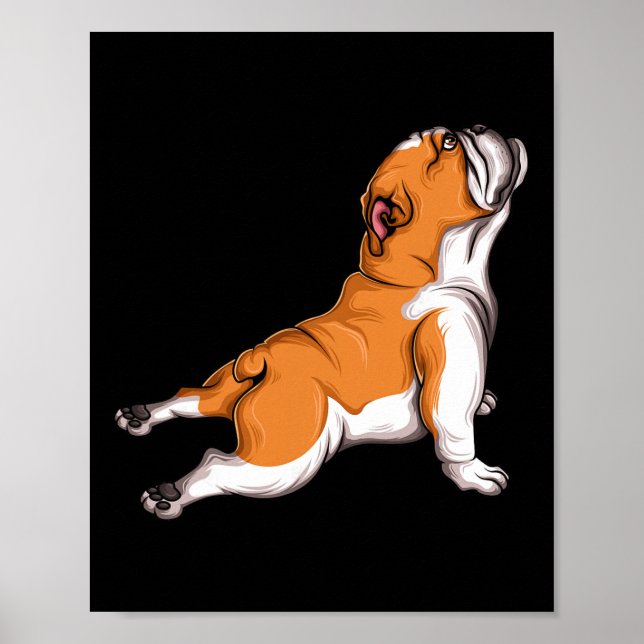 Engelsk Bulldog Yoga Mummy Hundhållare Presentidé  Poster (Framsidan)