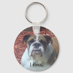 Engelsk bulldogg - I-floss. Nyckelring