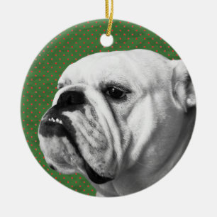 Engelsk bulldogg julgransprydnad keramik