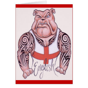 Engelsk bulldogg med den stam- tatueringen hälsningskort