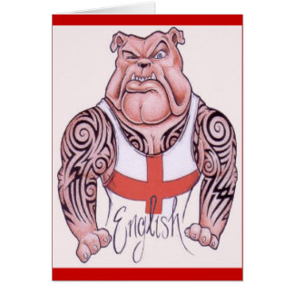Engelsk bulldogg med den stam- tatueringen hälsningskort