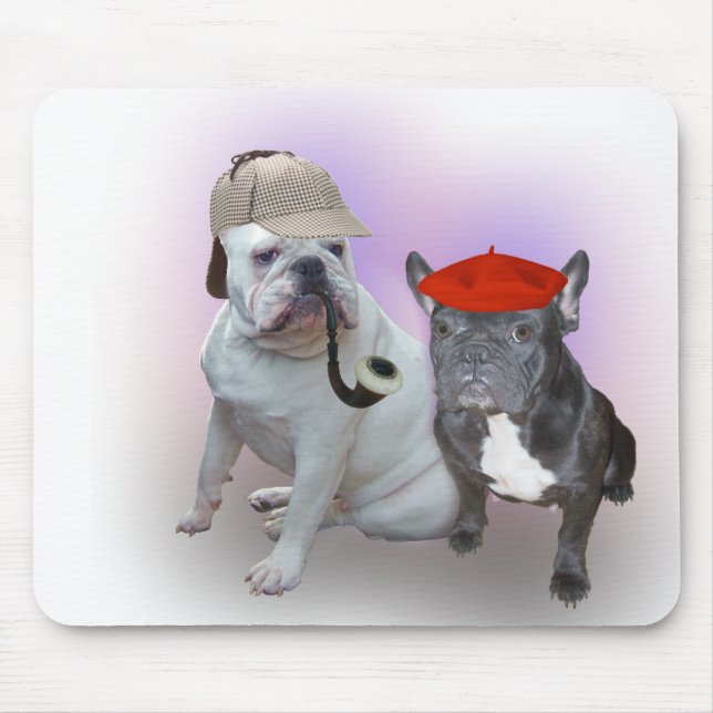Engelsk bulldogg och franskbulldogg musmatta (Framsidan)