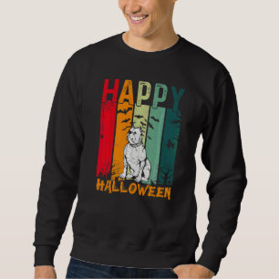 Engelsk Bulldogg Retro Stil Halloween Middag Del Lång Ärmad Tröja