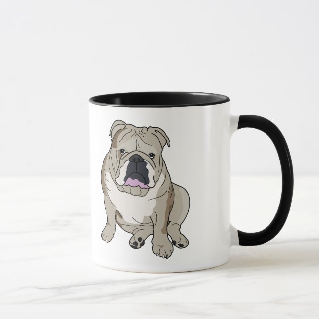 Engelsk bulldoggillustration på kaffemuggen mugg (Höger)