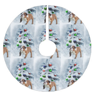 Engelsk bulldoggjul julgransmatta borstad polyester