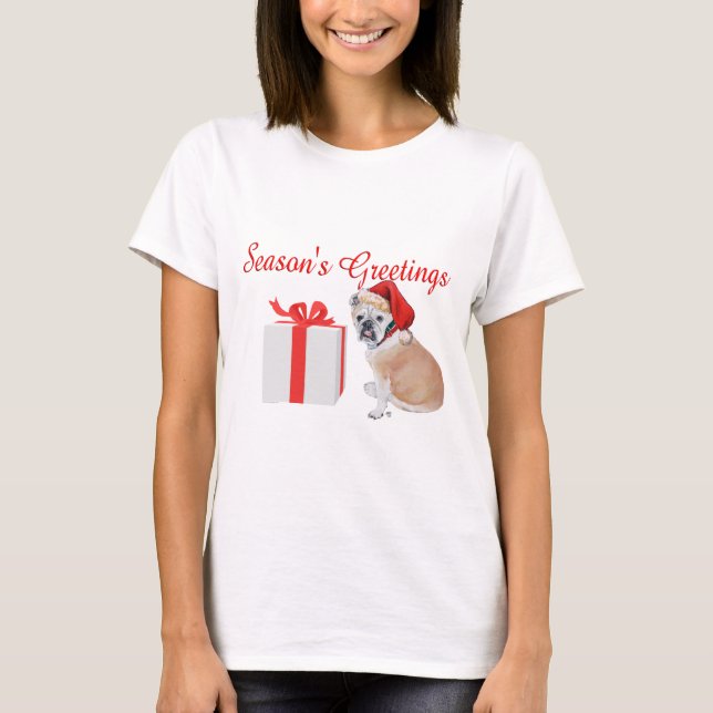 Engelsk Bulldoggs Jul Tee (Framsida)