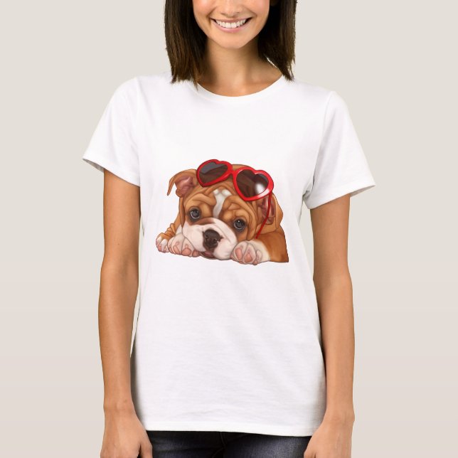 Engelsk bulldoggvalp t-shirt (Framsida)