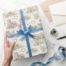 Engelsk bybröllopsvattenfärg mönster presentpapper