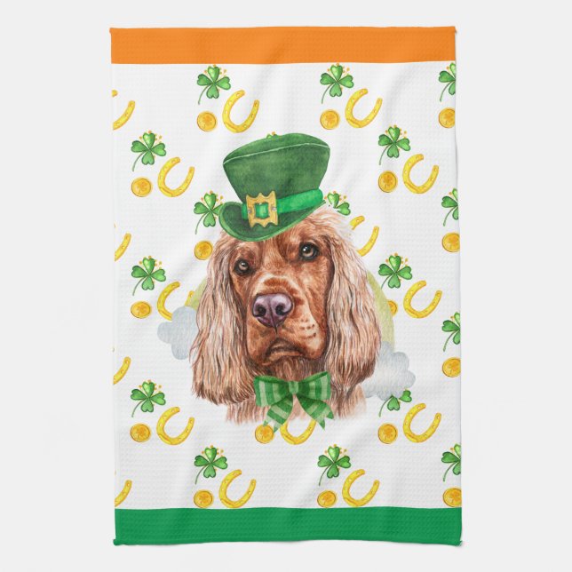 Engelsk Cocker Semester Hem Inredning St Patricks  Kökshandduk (Vertikal)