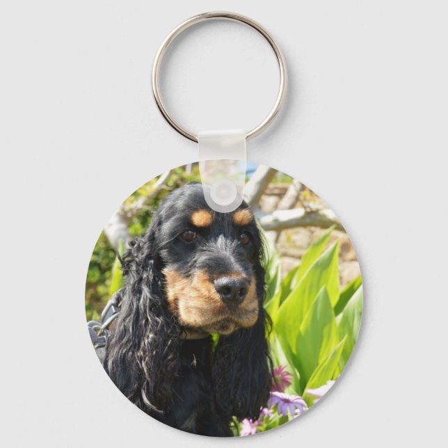 Engelsk-cocker-spaniel-black och tan nyckelring (Framsida)