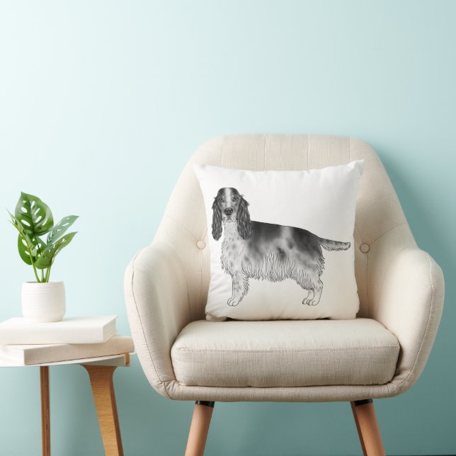 Engelsk Cocker Spaniel-design i svart och vitt Kudde (Stol)