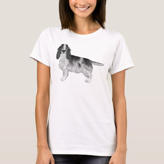 Engelsk Cocker Spaniel-design i svart och vitt T Shirt (Framsida)