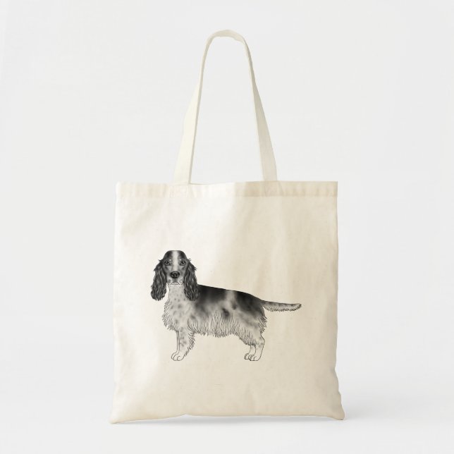 Engelsk Cocker Spaniel-design i svart och vitt Tygkasse (Framsidan)
