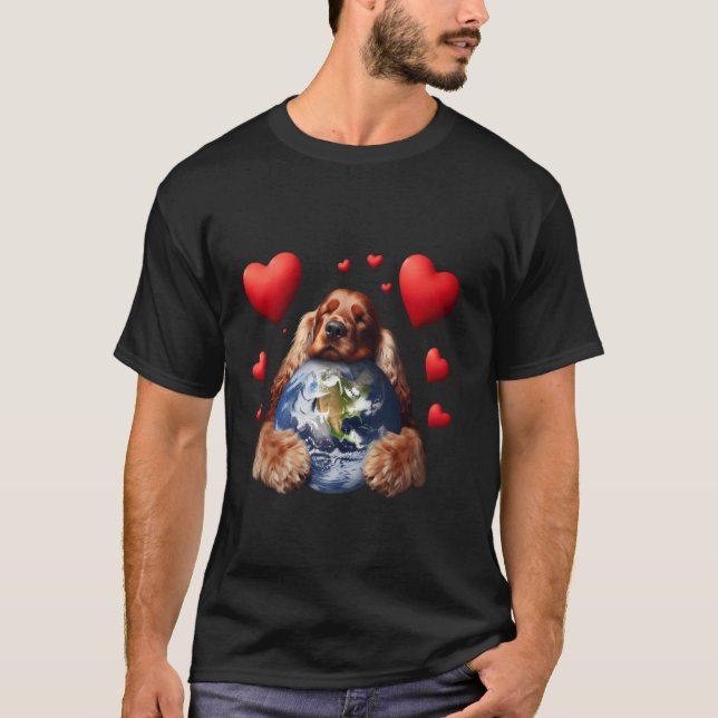 Engelsk Cocker Spaniel Hund Jordens Dag Kram Kärle T Shirt (Framsida)