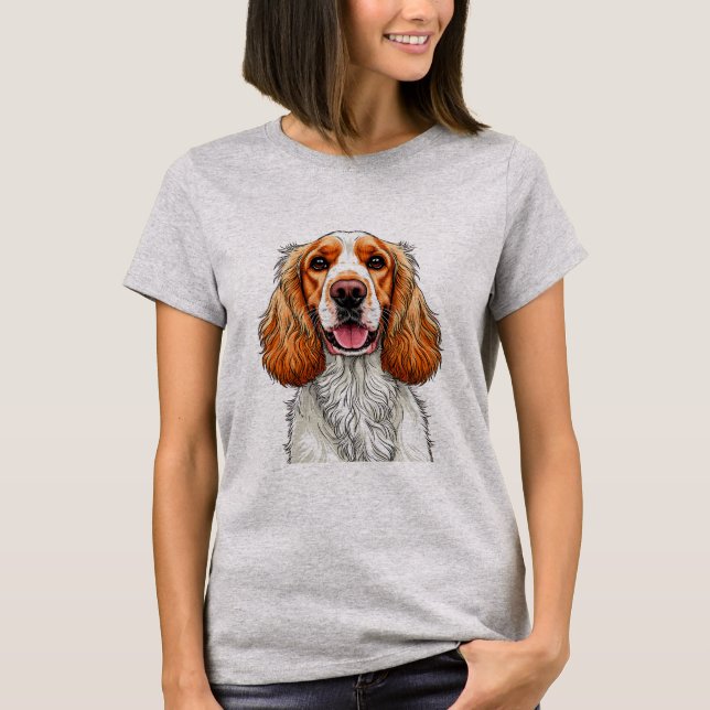 Engelsk Cocker Spaniel Hundporträtt T Shirt (Framsida)