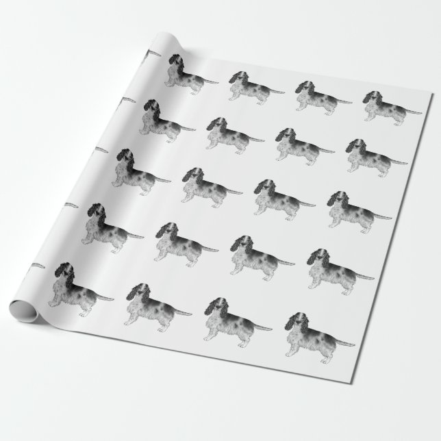 Engelsk Cocker Spaniel i svart-vit mönster Presentpapper (Utrullad)