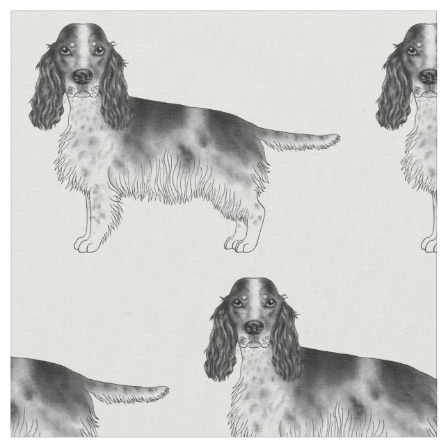 Engelsk Cocker Spaniel i svart-vit mönster Tyg (Närbild)