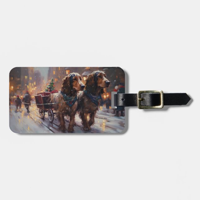 Engelsk Cocker Spaniel Julhögtid Bagagebricka (Horisontell Framsida)