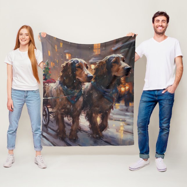 Engelsk Cocker Spaniel Julhögtidssäsong Fleecefilt (På plats)