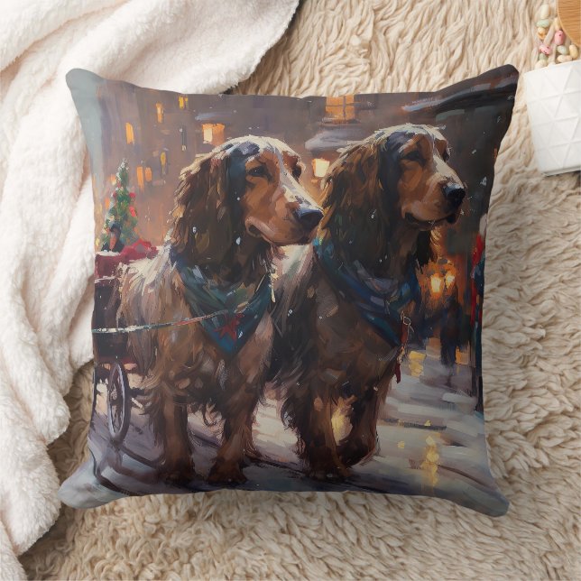 Engelsk Cocker Spaniel Julhögtidssäsong Kudde (Filt)