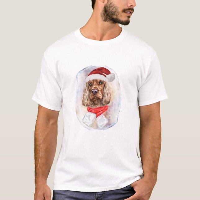 Engelsk Cocker Spaniel Julpresenter För Hund T Shirt (Framsida)