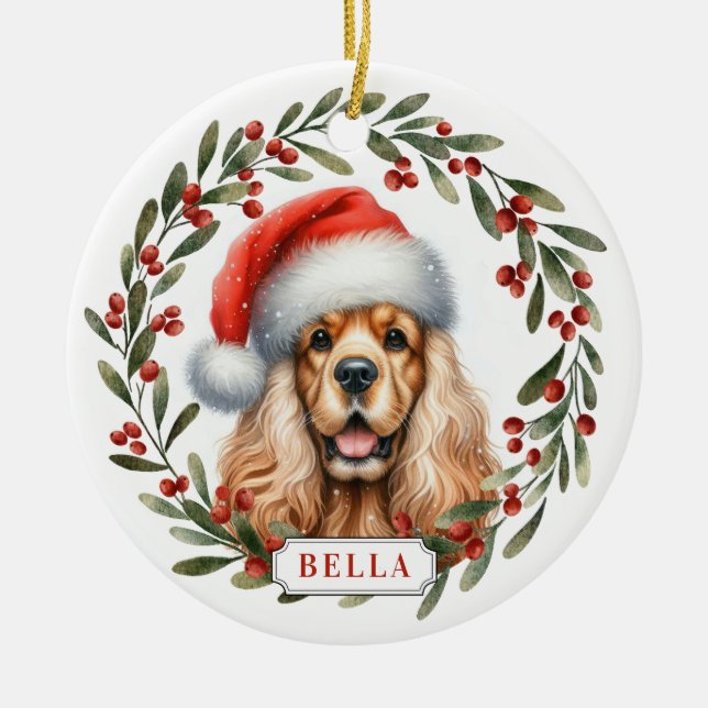Engelsk Cocker Spaniel Keramisk Cirkulär Ornament (Framsidan)