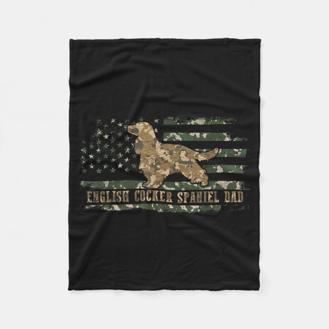 Engelsk Cocker Spaniel Pappa Kamouflage Amerikansk Fleecefilt (Framsidan)